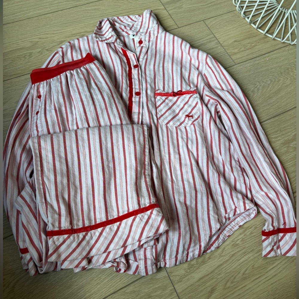 PINK Striped Red & White Pajama Set